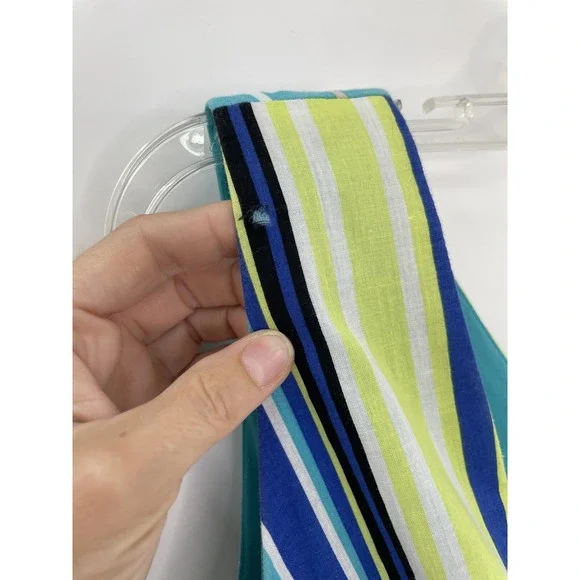 Dressbarn Tank Dress Womens Blue Green Lined Striped V Neck Dress Size 10 - Picture 6 of 10